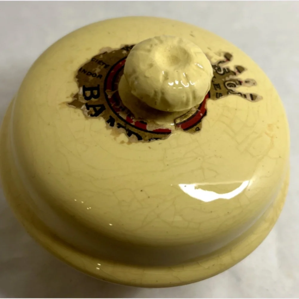 VTG French FoieGras Provence Yellow Sarreguemines Pottery/Terrine Dish LionHead
